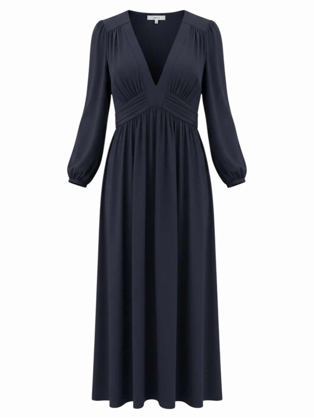 NWT Joie Kaz Silk Long Sleeve V-Neck Pleated Empire Waist Midi Dress, Size XXS